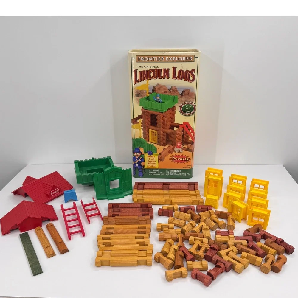 Lincoln Logs Frontier Explorer Incomplete Real Wood Building Set 00901 100 Piece